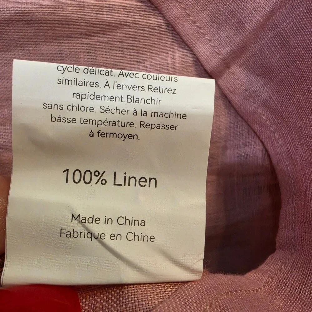 NEW Lintico Joanna Pink 100% Linen Tunic Top XL Split V-Neck 3/4 Sleeve Blouse - Picture 6 of 6